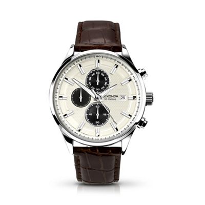 Gents brown leather strap watch 1177.28